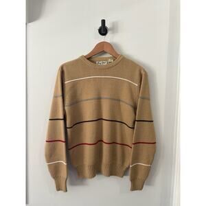 Troy Hill Men's Pullover Sweater Long Sleeve Brown Stripe Size Medium